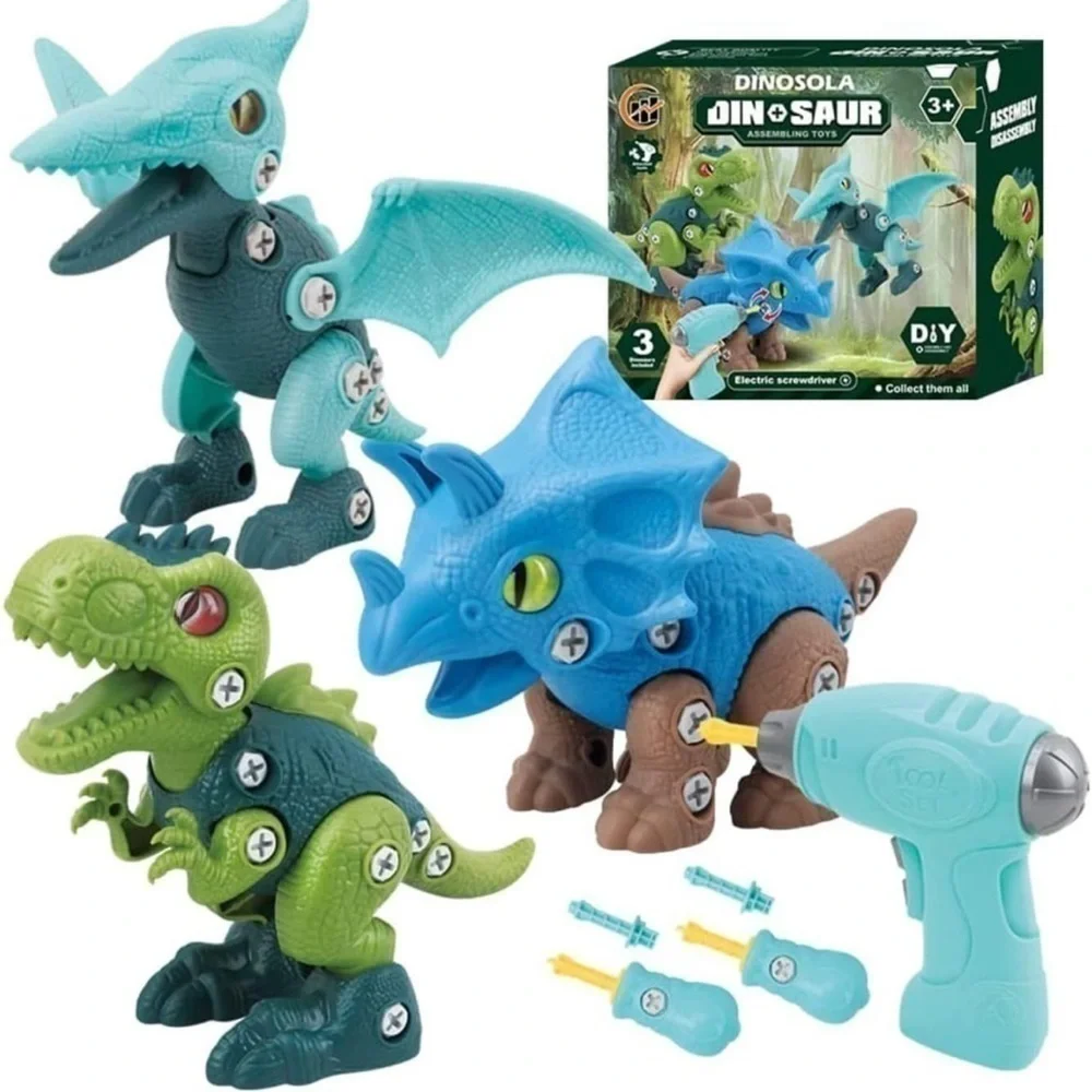 Brand New Dinosaur Figurine Assembling Toy Electric Screwdriver DIY Educational